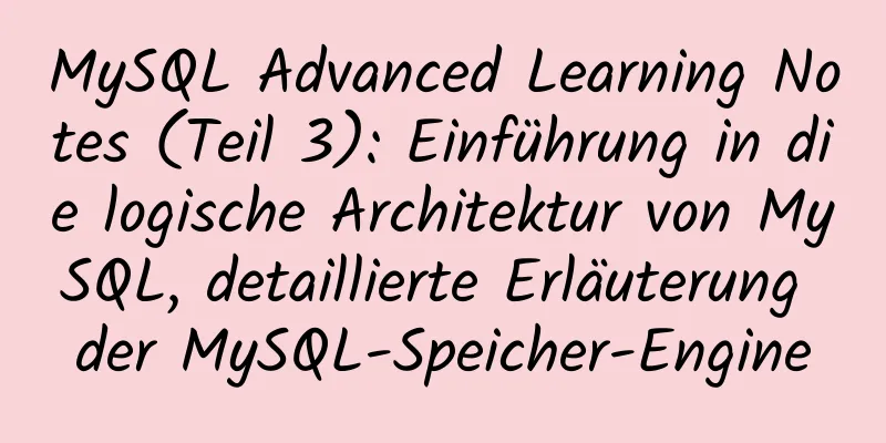 MySQL Advanced Learning Notes (Teil 3): Einführung in die logische Architektur von MySQL, detaillierte Erläuterung der MySQL-Speicher-Engine