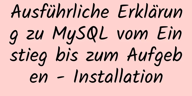 Ausführliche Erklärung zu MySQL vom Einstieg bis zum Aufgeben - Installation