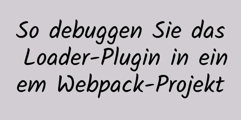 So debuggen Sie das Loader-Plugin in einem Webpack-Projekt