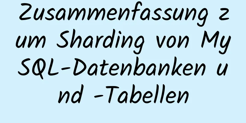 Zusammenfassung zum Sharding von MySQL-Datenbanken und -Tabellen