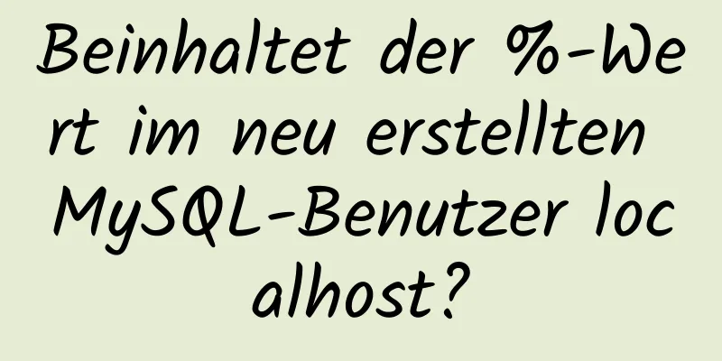 Beinhaltet der %-Wert im neu erstellten MySQL-Benutzer localhost?