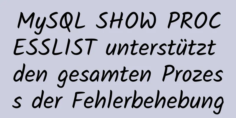 MySQL SHOW PROCESSLIST unterstützt den gesamten Prozess der Fehlerbehebung