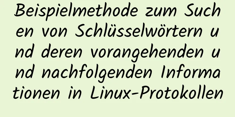 Beispielmethode zum Suchen von Schlüsselwörtern und deren vorangehenden und nachfolgenden Informationen in Linux-Protokollen