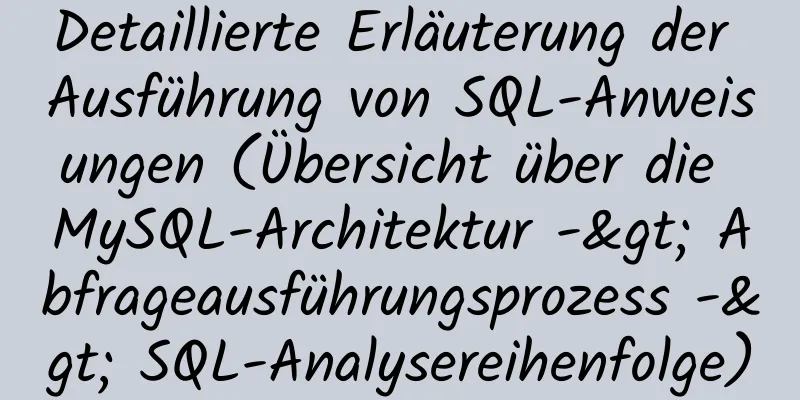 Detaillierte Erläuterung der Ausführung von SQL-Anweisungen (Übersicht über die MySQL-Architektur -> Abfrageausführungsprozess -> SQL-Analysereihenfolge)