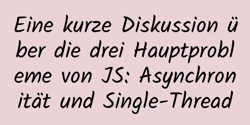 Eine kurze Diskussion über die drei Hauptprobleme von JS: Asynchronität und Single-Thread