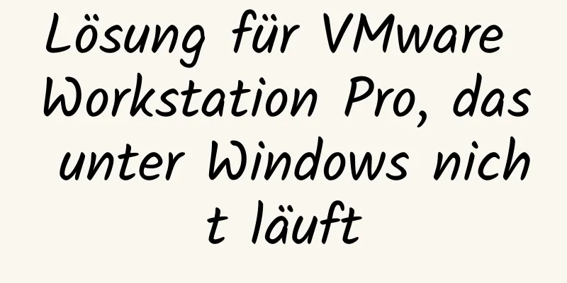 Lösung für VMware Workstation Pro, das unter Windows nicht läuft