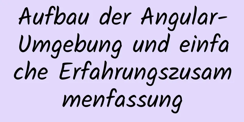 Aufbau der Angular-Umgebung und einfache Erfahrungszusammenfassung