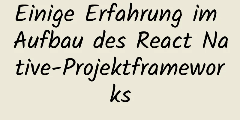 Einige Erfahrung im Aufbau des React Native-Projektframeworks