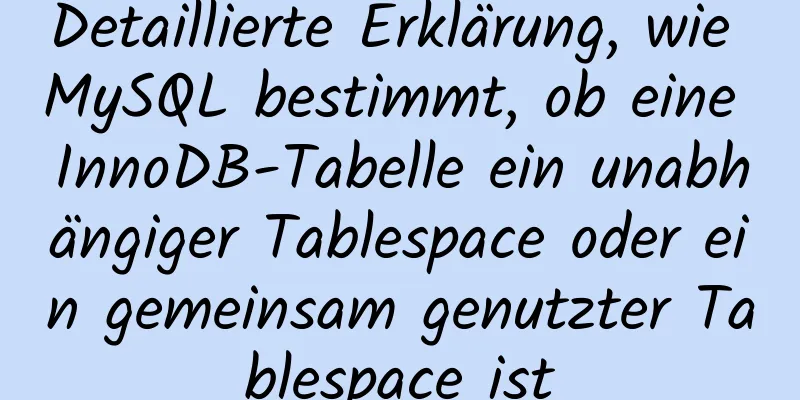 Detaillierte Erklärung, wie MySQL bestimmt, ob eine InnoDB-Tabelle ein unabhängiger Tablespace oder ein gemeinsam genutzter Tablespace ist