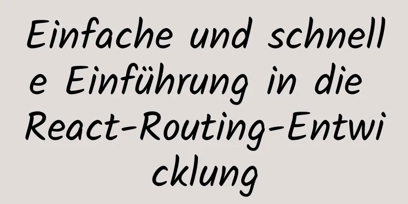 Einfache und schnelle Einführung in die React-Routing-Entwicklung