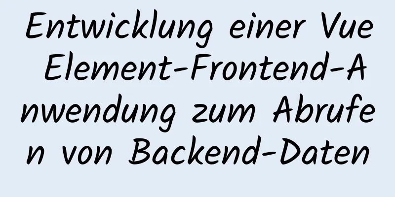 Entwicklung einer Vue Element-Frontend-Anwendung zum Abrufen von Backend-Daten