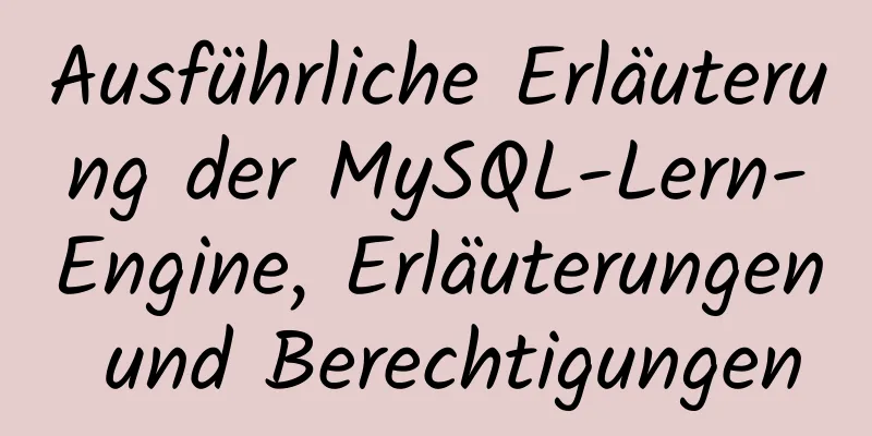 Ausführliche Erläuterung der MySQL-Lern-Engine, Erläuterungen und Berechtigungen