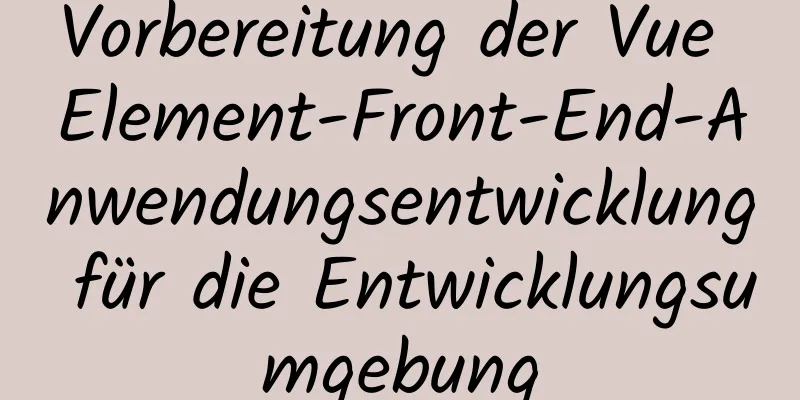 Vorbereitung der Vue Element-Front-End-Anwendungsentwicklung für die Entwicklungsumgebung