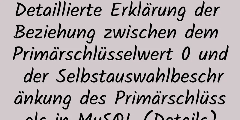 Detaillierte Erklärung der Beziehung zwischen dem Primärschlüsselwert 0 und der Selbstauswahlbeschränkung des Primärschlüssels in MySQL (Details)