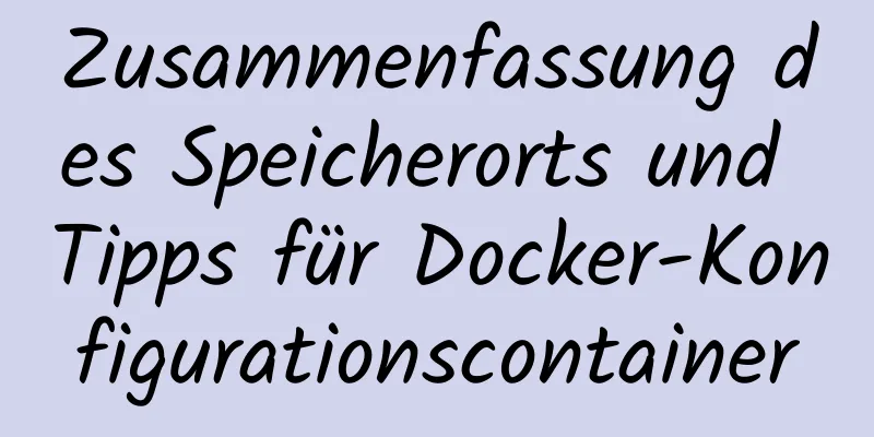 Zusammenfassung des Speicherorts und Tipps für Docker-Konfigurationscontainer