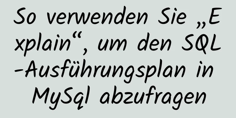 So verwenden Sie „Explain“, um den SQL-Ausführungsplan in MySql abzufragen