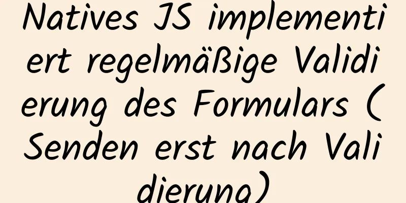 Natives JS implementiert regelmäßige Validierung des Formulars (Senden erst nach Validierung)