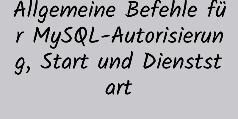 Allgemeine Befehle für MySQL-Autorisierung, Start und Dienststart