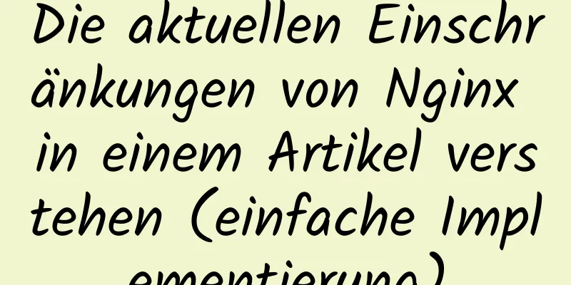 Die aktuellen Einschränkungen von Nginx in einem Artikel verstehen (einfache Implementierung)