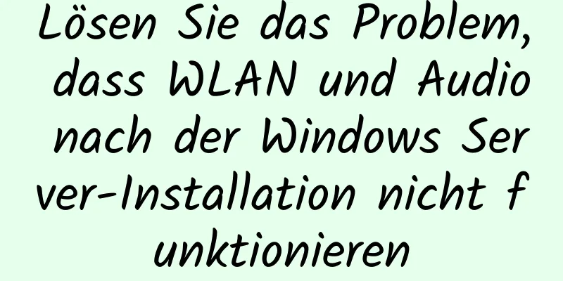 Lösen Sie das Problem, dass WLAN und Audio nach der Windows Server-Installation nicht funktionieren