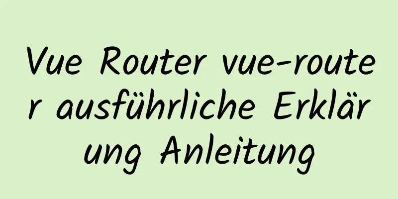 Vue Router vue-router ausführliche Erklärung Anleitung