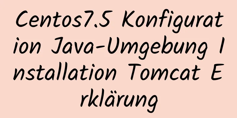 Centos7.5 Konfiguration Java-Umgebung Installation Tomcat Erklärung