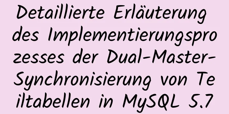 Detaillierte Erläuterung des Implementierungsprozesses der Dual-Master-Synchronisierung von Teiltabellen in MySQL 5.7