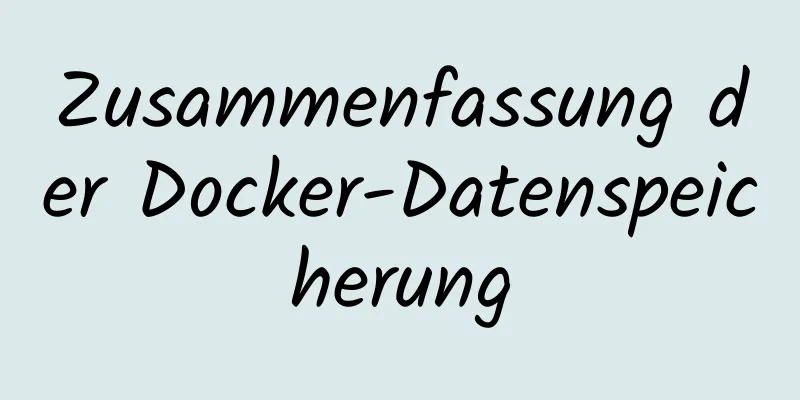 Zusammenfassung der Docker-Datenspeicherung