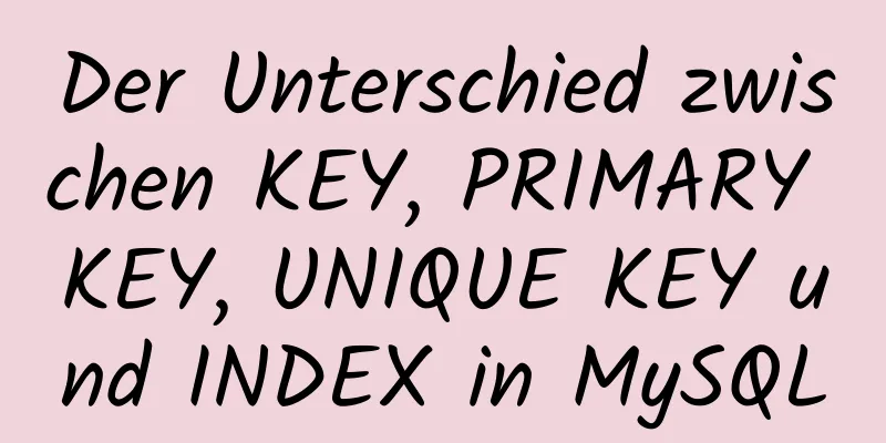 Der Unterschied zwischen KEY, PRIMARY KEY, UNIQUE KEY und INDEX in MySQL