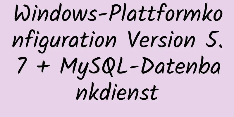 Windows-Plattformkonfiguration Version 5.7 + MySQL-Datenbankdienst