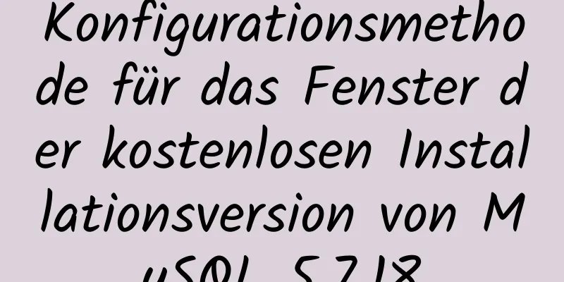 Konfigurationsmethode für das Fenster der kostenlosen Installationsversion von MySQL 5.7.18