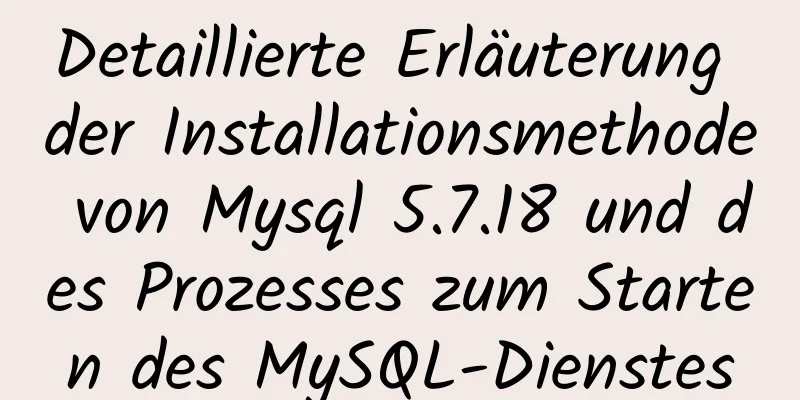 Detaillierte Erläuterung der Installationsmethode von Mysql 5.7.18 und des Prozesses zum Starten des MySQL-Dienstes