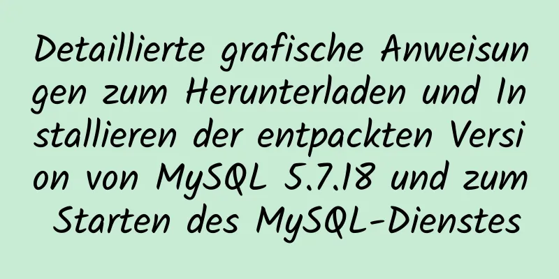 Detaillierte grafische Anweisungen zum Herunterladen und Installieren der entpackten Version von MySQL 5.7.18 und zum Starten des MySQL-Dienstes