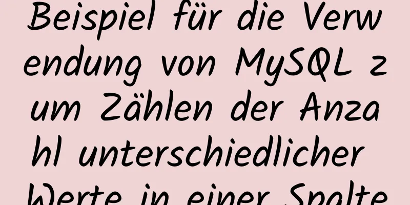 Beispiel für die Verwendung von MySQL zum Zählen der Anzahl unterschiedlicher Werte in einer Spalte