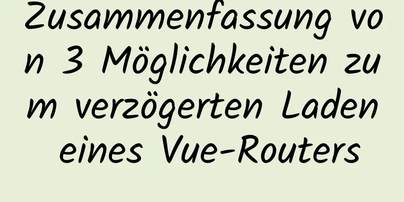 Zusammenfassung von 3 Möglichkeiten zum verzögerten Laden eines Vue-Routers