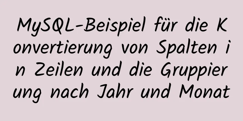 MySQL-Beispiel für die Konvertierung von Spalten in Zeilen und die Gruppierung nach Jahr und Monat