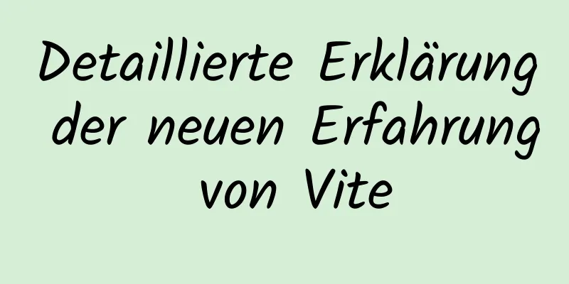 Detaillierte Erklärung der neuen Erfahrung von Vite