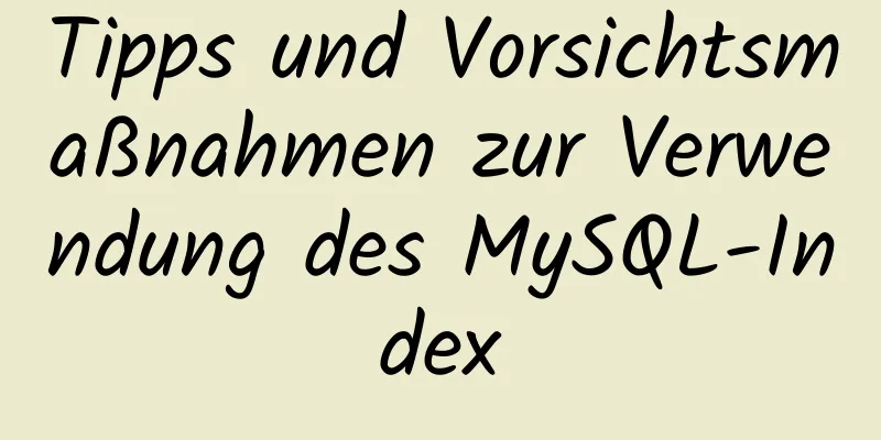 Tipps und Vorsichtsmaßnahmen zur Verwendung des MySQL-Index