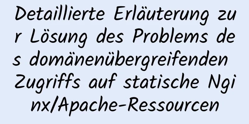 Detaillierte Erläuterung zur Lösung des Problems des domänenübergreifenden Zugriffs auf statische Nginx/Apache-Ressourcen