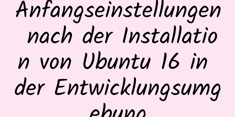 Anfangseinstellungen nach der Installation von Ubuntu 16 in der Entwicklungsumgebung