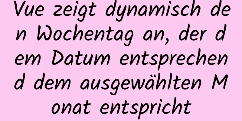 Vue zeigt dynamisch den Wochentag an, der dem Datum entsprechend dem ausgewählten Monat entspricht