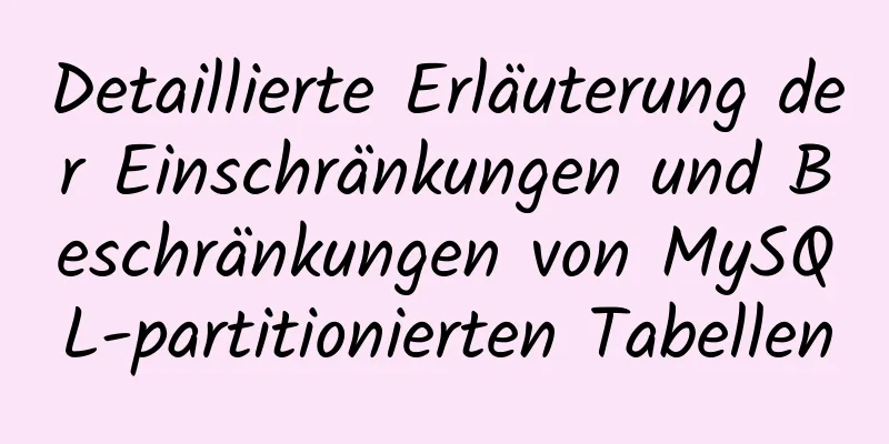 Detaillierte Erläuterung der Einschränkungen und Beschränkungen von MySQL-partitionierten Tabellen