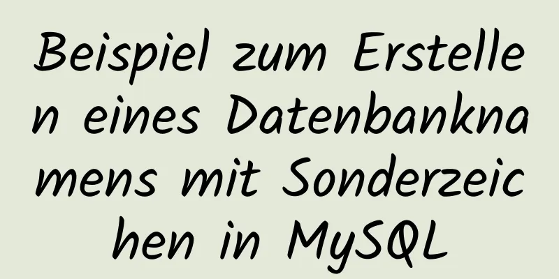 Beispiel zum Erstellen eines Datenbanknamens mit Sonderzeichen in MySQL