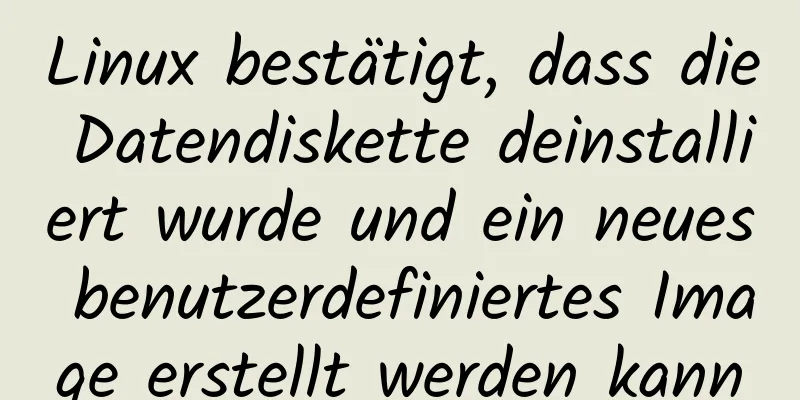 Linux bestätigt, dass die Datendiskette deinstalliert wurde und ein neues benutzerdefiniertes Image erstellt werden kann