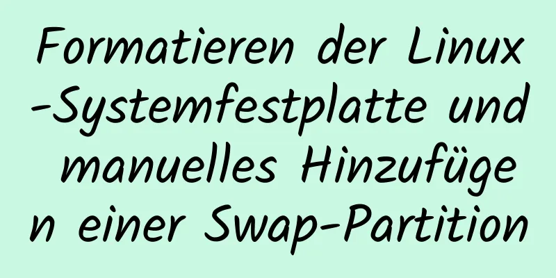 Formatieren der Linux-Systemfestplatte und manuelles Hinzufügen einer Swap-Partition