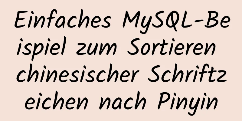 Einfaches MySQL-Beispiel zum Sortieren chinesischer Schriftzeichen nach Pinyin