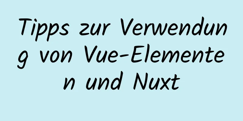 Tipps zur Verwendung von Vue-Elementen und Nuxt