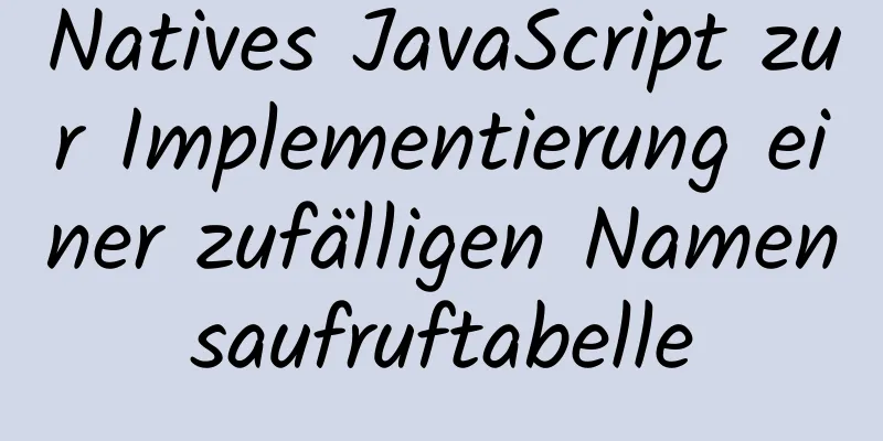 Natives JavaScript zur Implementierung einer zufälligen Namensaufruftabelle